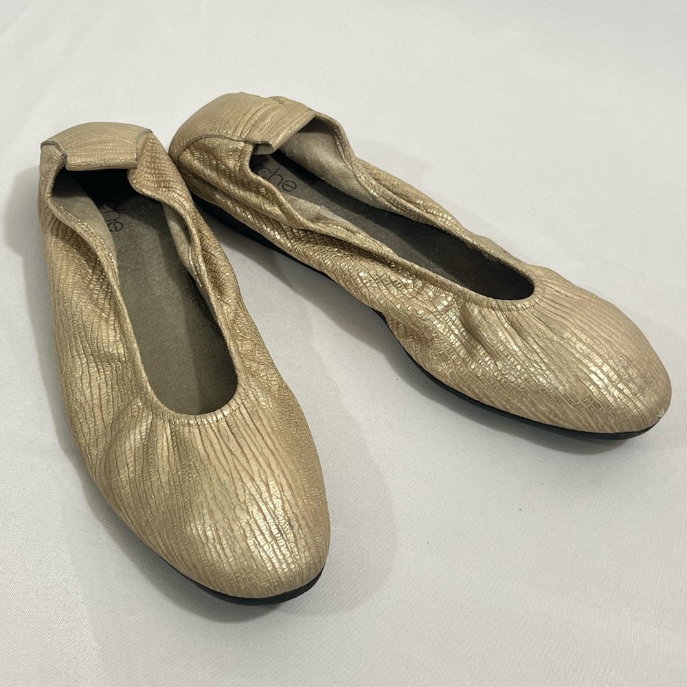 Arche Metallic Gold Ballet Flats Leather 39 - Picture 4 of 9